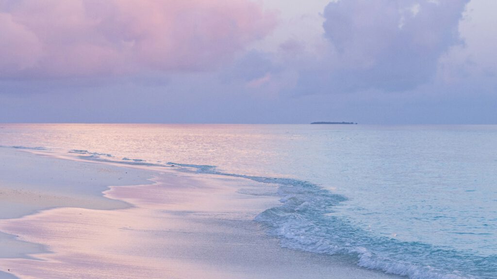 Purple sunrise on the beach